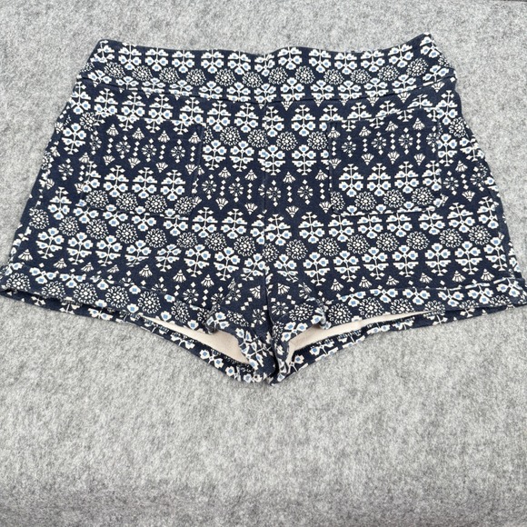 Hollister Pants - Hollister Womens Patterned Cotton Blend Navy & White High-Waisted Shorts Size M